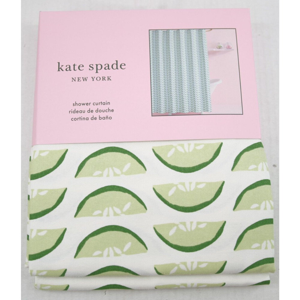 $50 KATE SPADE NEW YORK Cucumber 100% Cotton Shower Curtain 72x72 inch‎ Green